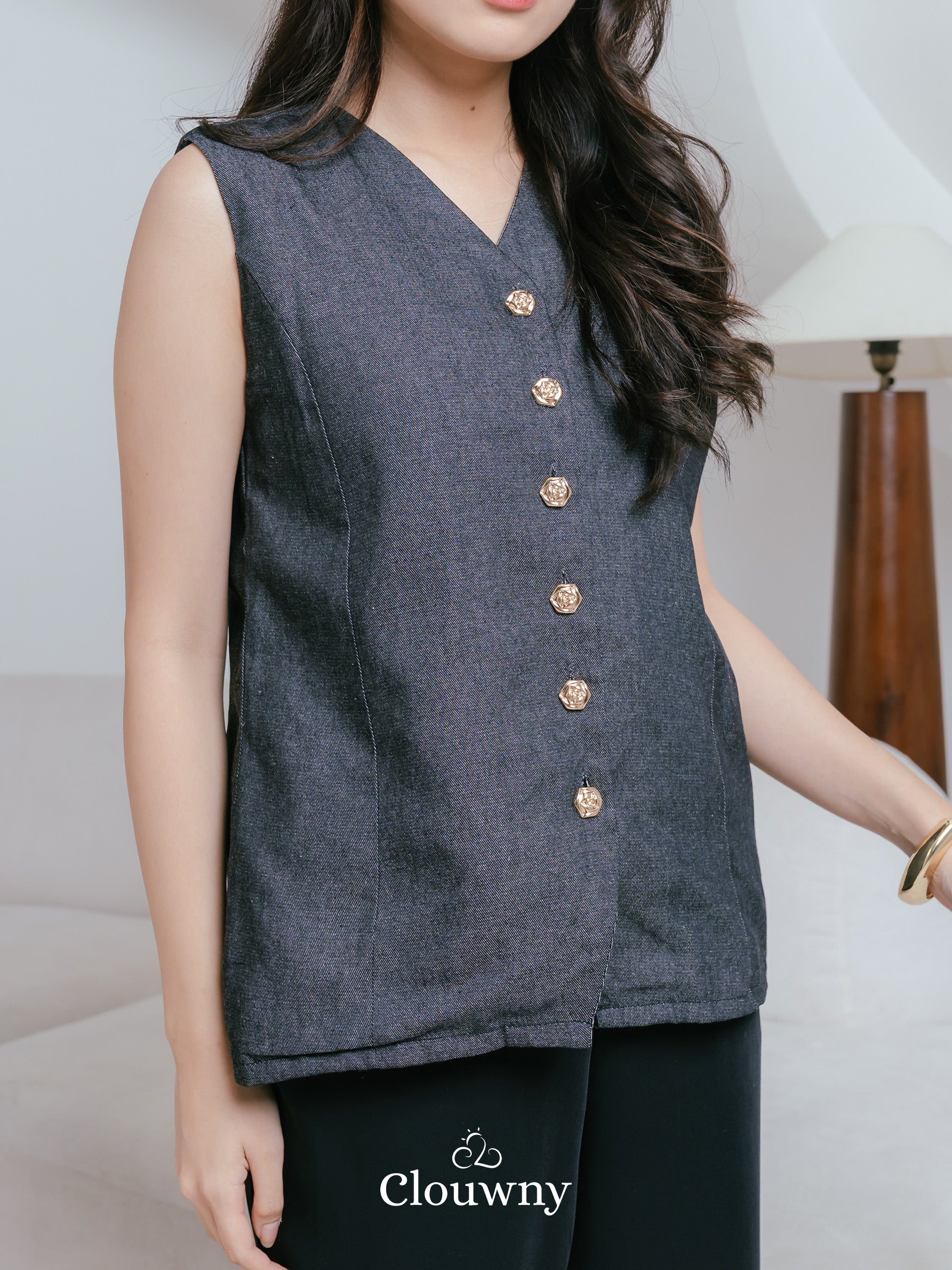 Yuta Button Vest - Grey